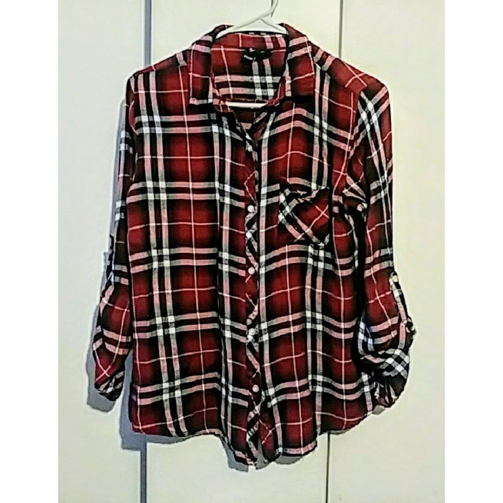 **SOLD** Windsor Red Button Down Plaid Top